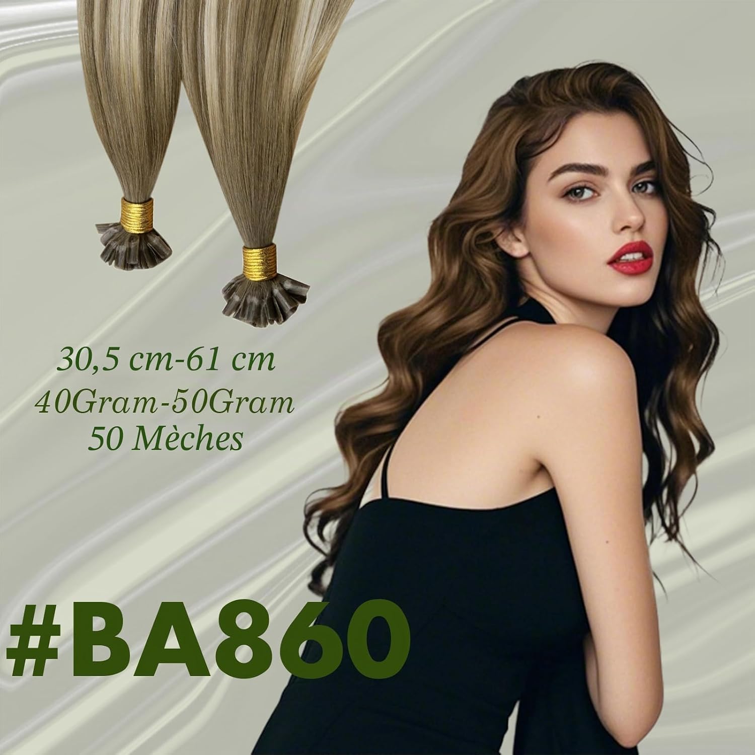 RUNATURE Keratine Hair Extension Natural Blonde 30 cm 50s 40g #BA8/60 - Image 4