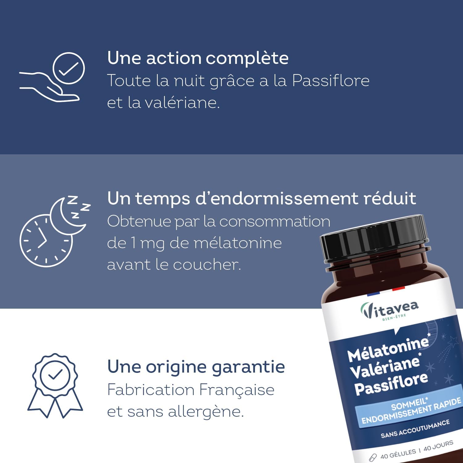 Vitavea Well-being Melatonin Valerine Passionflower - Sleep - 40 days - Image 5