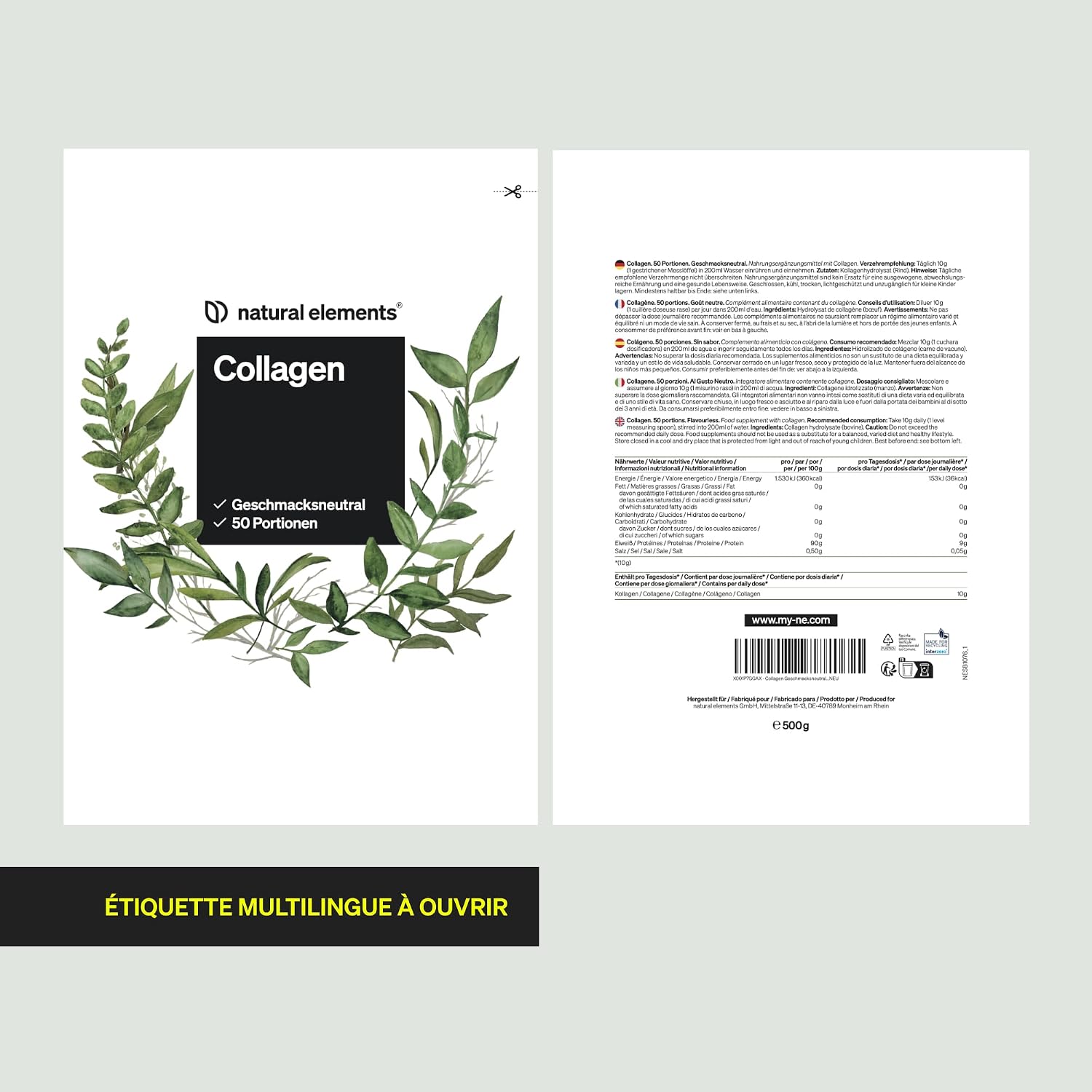 Collagen Powder 500 g - Collagen Hydrolysate Peptides - Collagen Type 1 & 3 - Neutral Taste, Perfect Solubility, Natural, Laboratory Controlled and Produced in Germany - Image 8