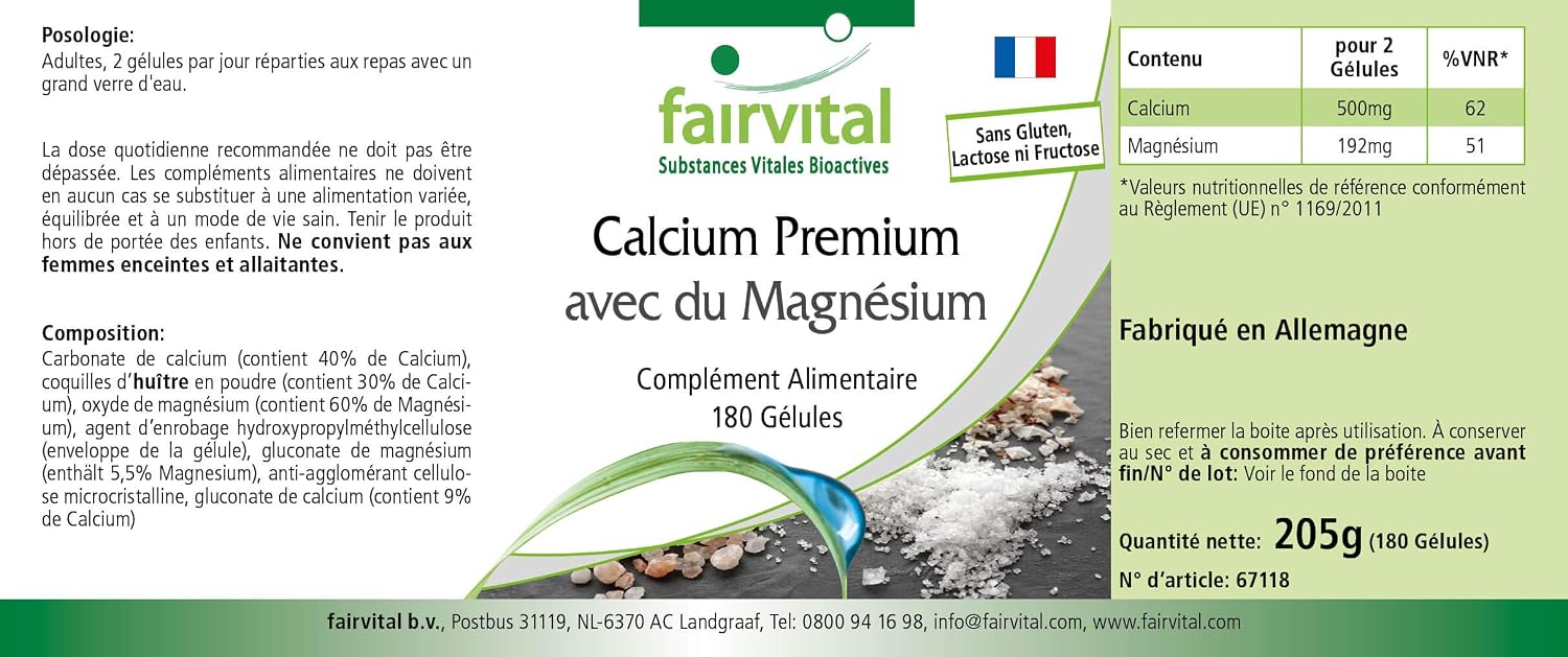 fairvital Premium Calcium Magnesium Capsules, 180 Capsules, 3 Months, HIGH-DOSD, with Oyster Shell Powder - Image 8