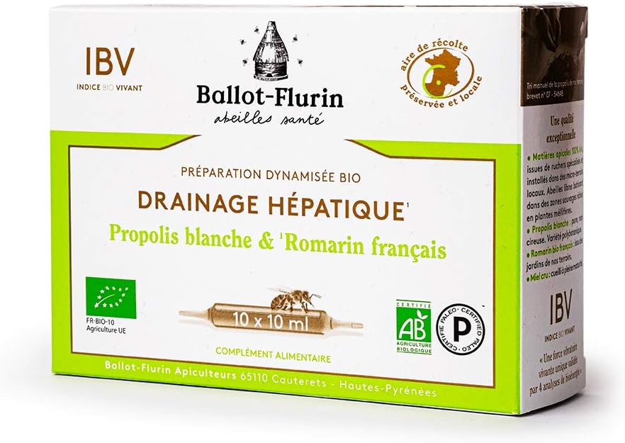 Ballot-Flurin - Bio-energized preparation Hepatic Drainage - White propolis & Rosemary - Certified Organic - Box of 10 ampoules - Image 2