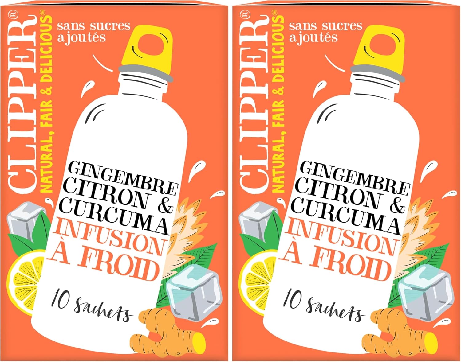 CLIPPER Cold Infusion - Lemon, Ginger, Turmeric - No Added Sugars - 10 Organic Infusion Sachets - 27g - Image 2