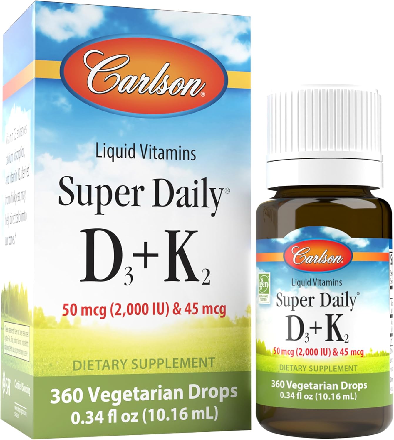 Carlson Labs Super Daily D3+K2, 2000 IU - 10ml - Image 2