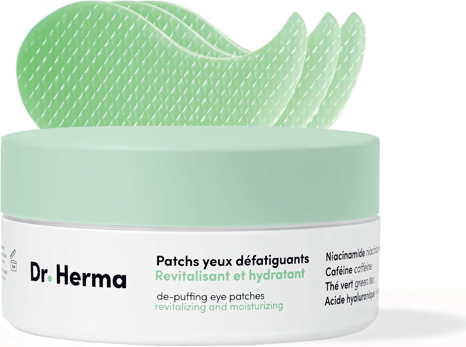 Dr Herma - Hydrogel Eye Patch - Anti Dark Circles & Puffiness Eye Patches - Niacinamide, Caffeine, Hyaluronic Acid and Peptides - Korean Skincare - Box of 60 Moisturizing Eye Patches for Tired Eye - Image 2