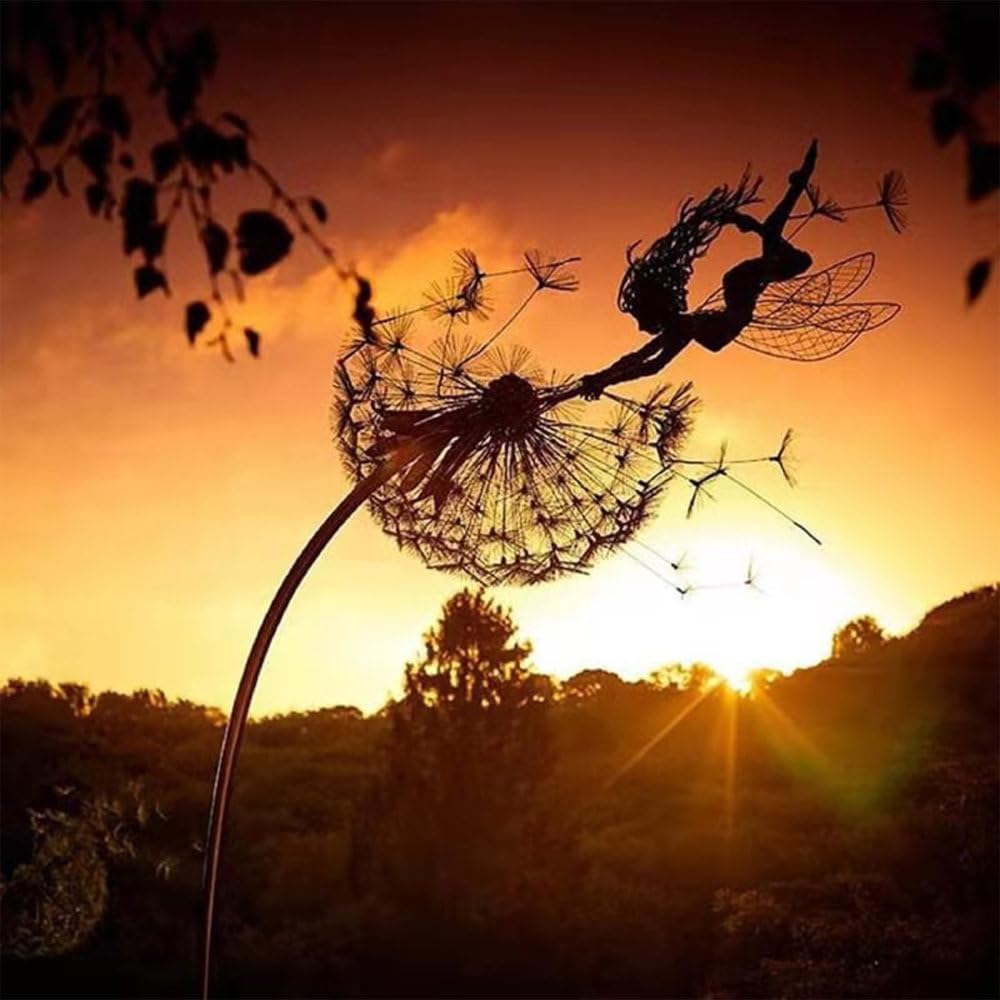 Fairies and Dandelions Dancing Together Magic Fairy Wire Statue Garden Ornament Mythical Fairies Fairy Mythical Fairies Fairy Fairy Garden Figures (F) - Image 2