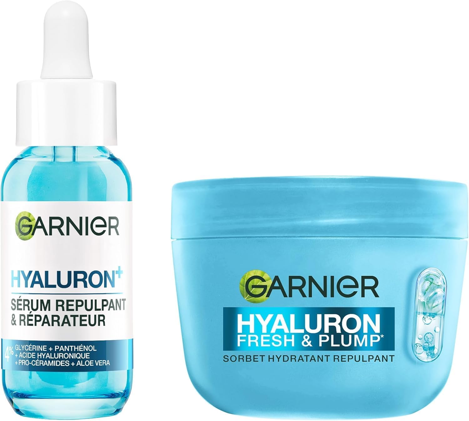 GARNIER - SkinActive - Routine Hyaluron - Fresh & Plump Hydrating Sorbet Cream (85 ml) + Hyaluronic Plumping & Repairing Gel Serum (30 ml) - Bouncer Skin - All Skin Types - Image 2