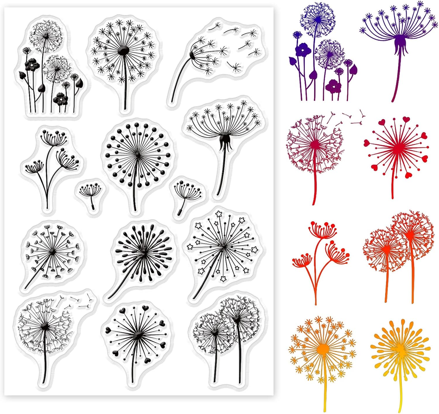 GLOBLELAND Beautiful Dandelion Flower Transparent Stamps for DIY Scrapbooking Decor Bouquet Plant Transparent Silicone Stamps for Making Cards Photo Album Decor - Image 2
