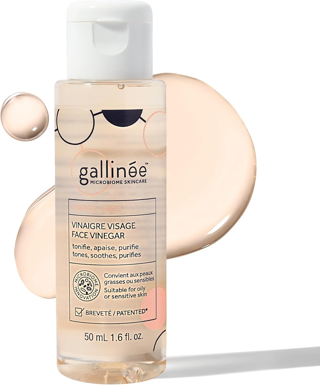 Gallinée - Lotion tonique visage au vinaigre de cidre et prébiotiques - Soins pour le visage pour peaux grasses et sensibles - Toner visage pour des pores affinés - Disponible en format voyage - Image 2