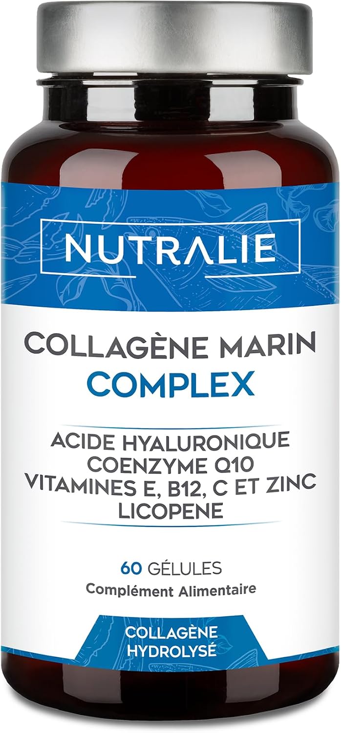 Hydrolysed Marine Collagen + Hyaluronic Acid Q10 Vit C E - Skin - Vitamins C E and Q10 - 100% Type I Collagen Peptides - 60 Capsules Nutralie - Image 2