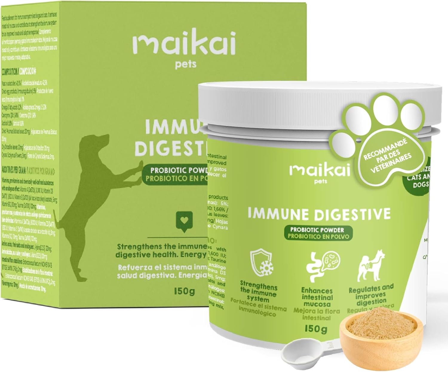 MAIKAI Dog and Cat Probiotic, Intestinal Flora and Digestion, 150 g - Image 2