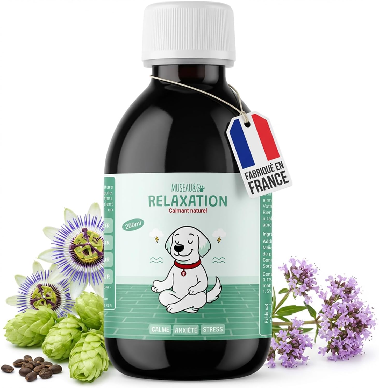 Museau & Co Anti-Stress Dog Cat Supplement - Calming Anxiety & Fireworks Supplement - Valerian Passionflower Griffonia Hops - Liquid Pipette - Formulated by Veterinarians - Made in France - Image 2