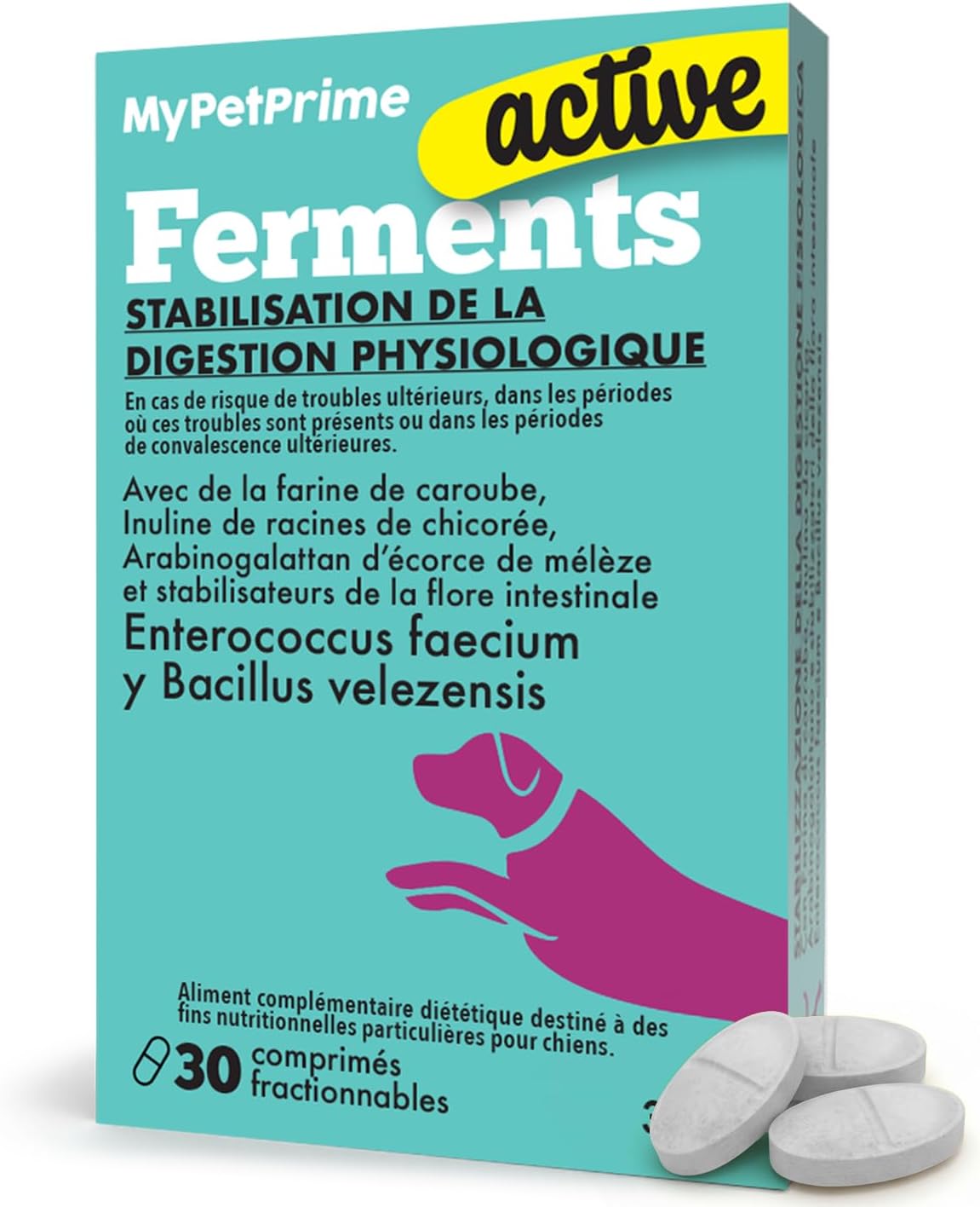 MyPetPrime Lactic Ferments Probiotics Dog | 6.5M CFUs | 30 Tablets - Image 2