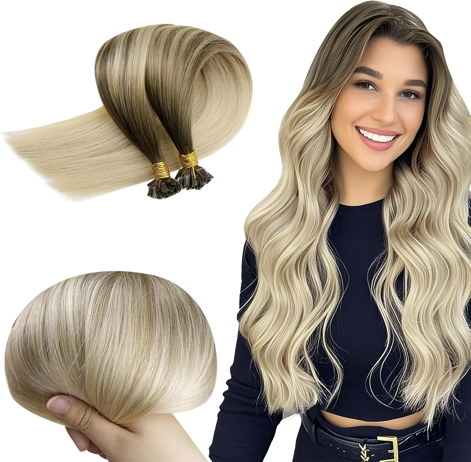 RUNATURE Keratine Hair Extension Natural Blonde 30 cm 50s 40g #BA8/60 - Image 2