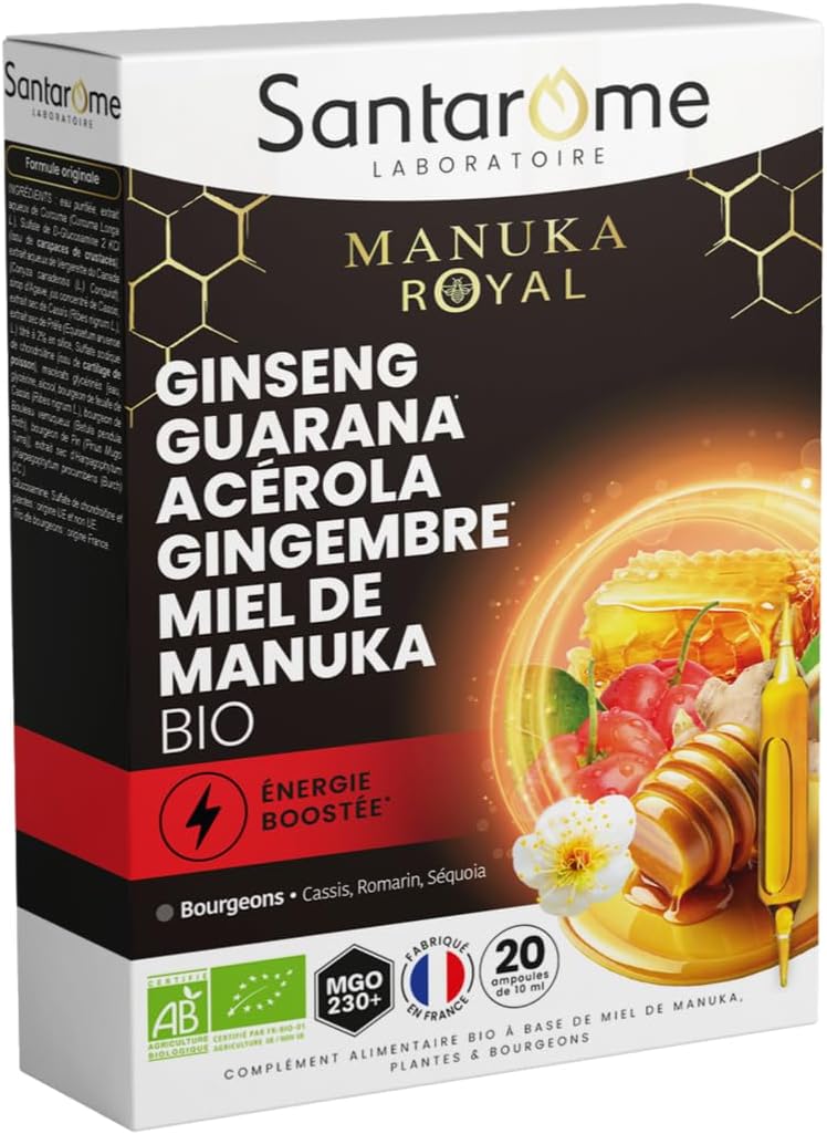 SANTAROME Ginseng Guarana Acerola Ginger & Manuka Organic - 20 Ampoules - Image 2