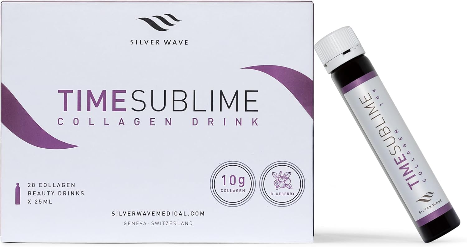 SILVER WAVE Time Sublime Collagen Drink – Collagène à Boire Hydrolysé 10 g – Cure Beauté Anti-Âge Peau, Fermeté & Élasticité – Vitamine C, Zinc, Biotine – Goût Myrtille – 28 x 25 ml - Image 2
