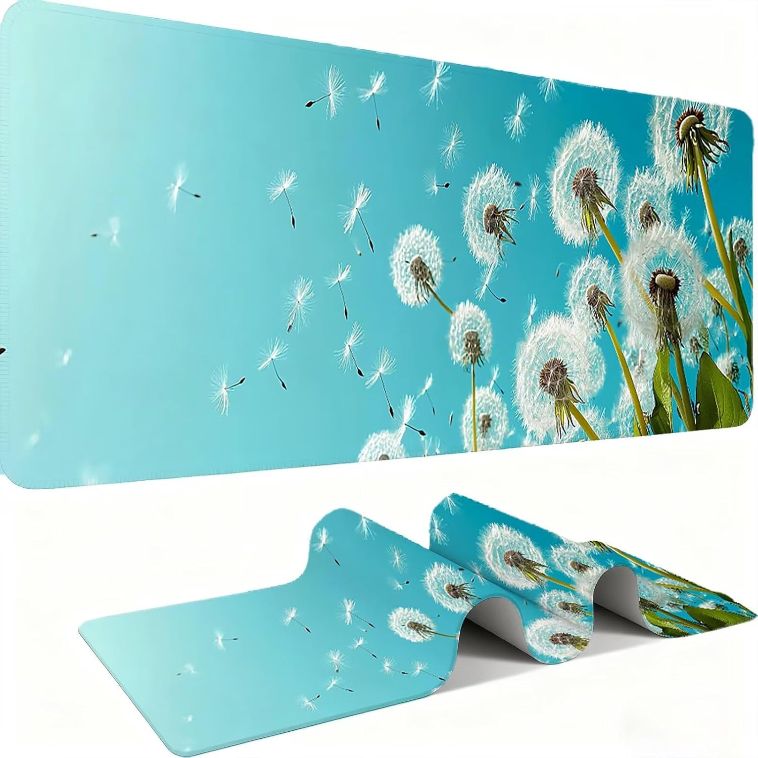 Tapis de Souris XXL 700x300mm Desk Mat, Large Tapis de Bureau Multifonctionnel et Etendu, Protection Bureau avec Base Anti-Dérapage, pour Tous Types de Souris Maison Gaming - Ciel Pissenlit C0P-444 - Image 2