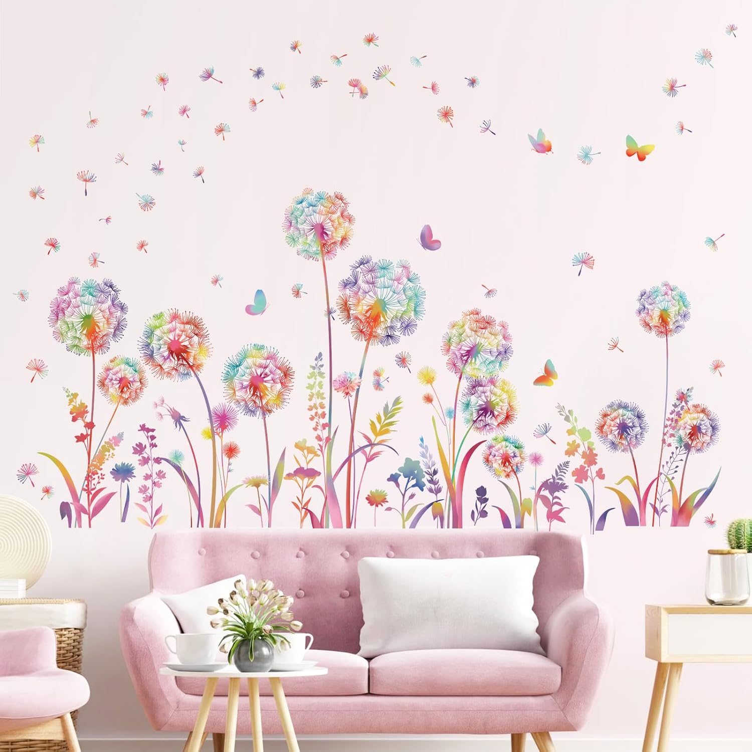 decalmile Dandelion Flowers Wall Stickers Floral Wall Sticker - Image 2