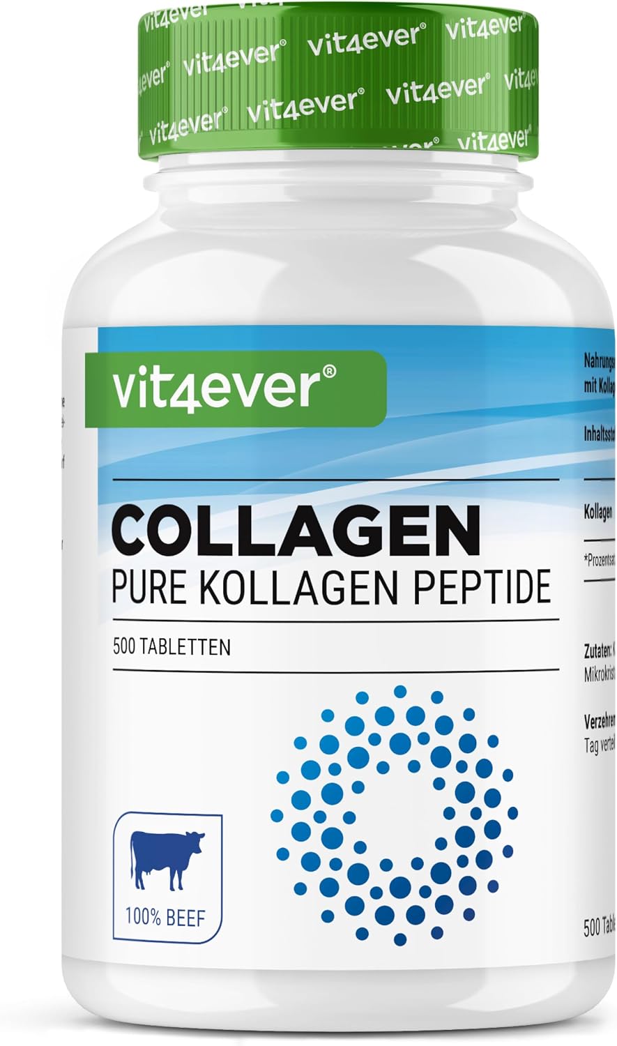 vit4ever Collagen Tablets 500 Pcs - 3000mg Pure Hydrolyzed Collagen - Image 2