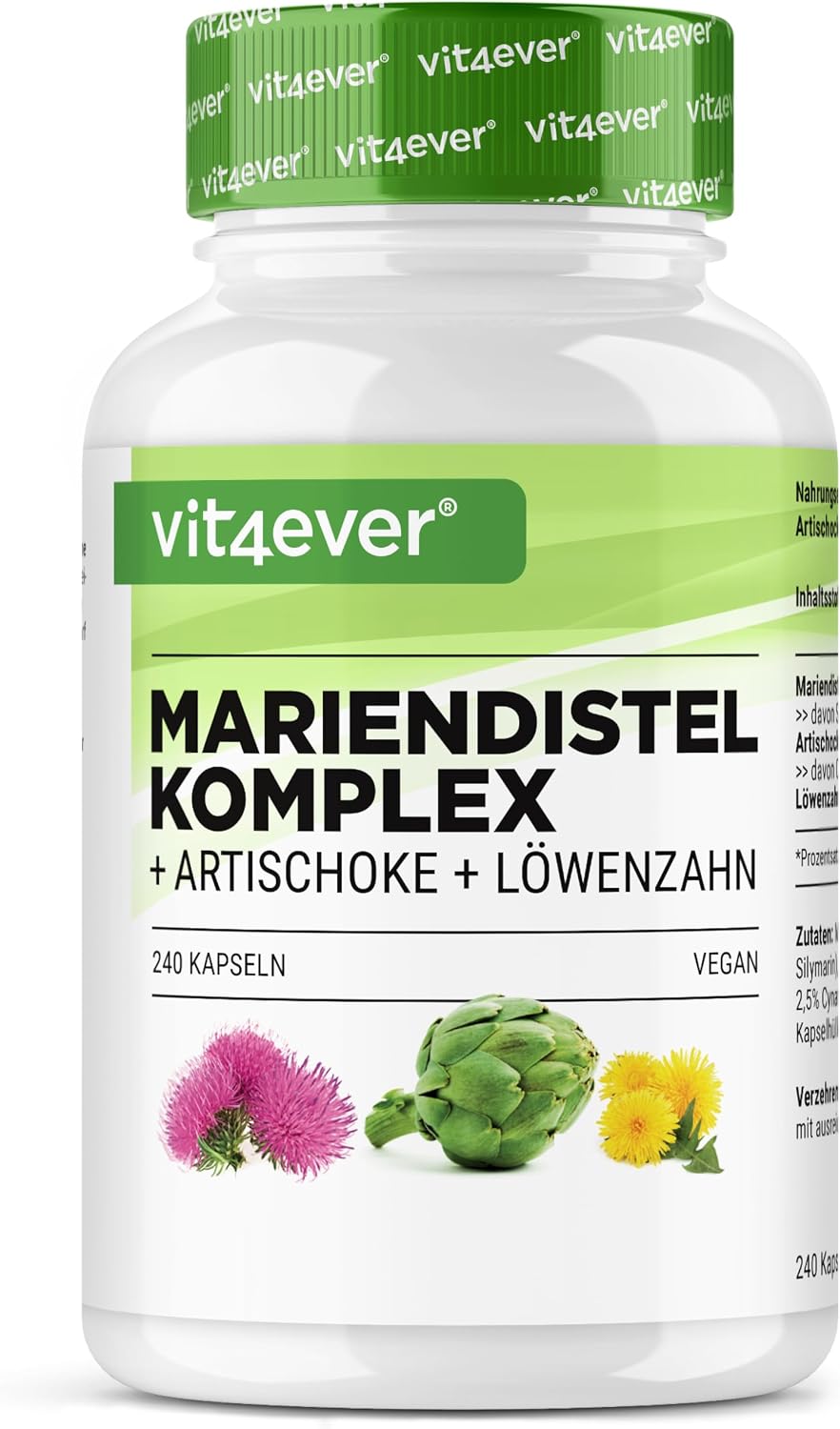 vit4ever Milk Thistle, Artichoke and Dandelion Complex – 240 Capsules - Image 2